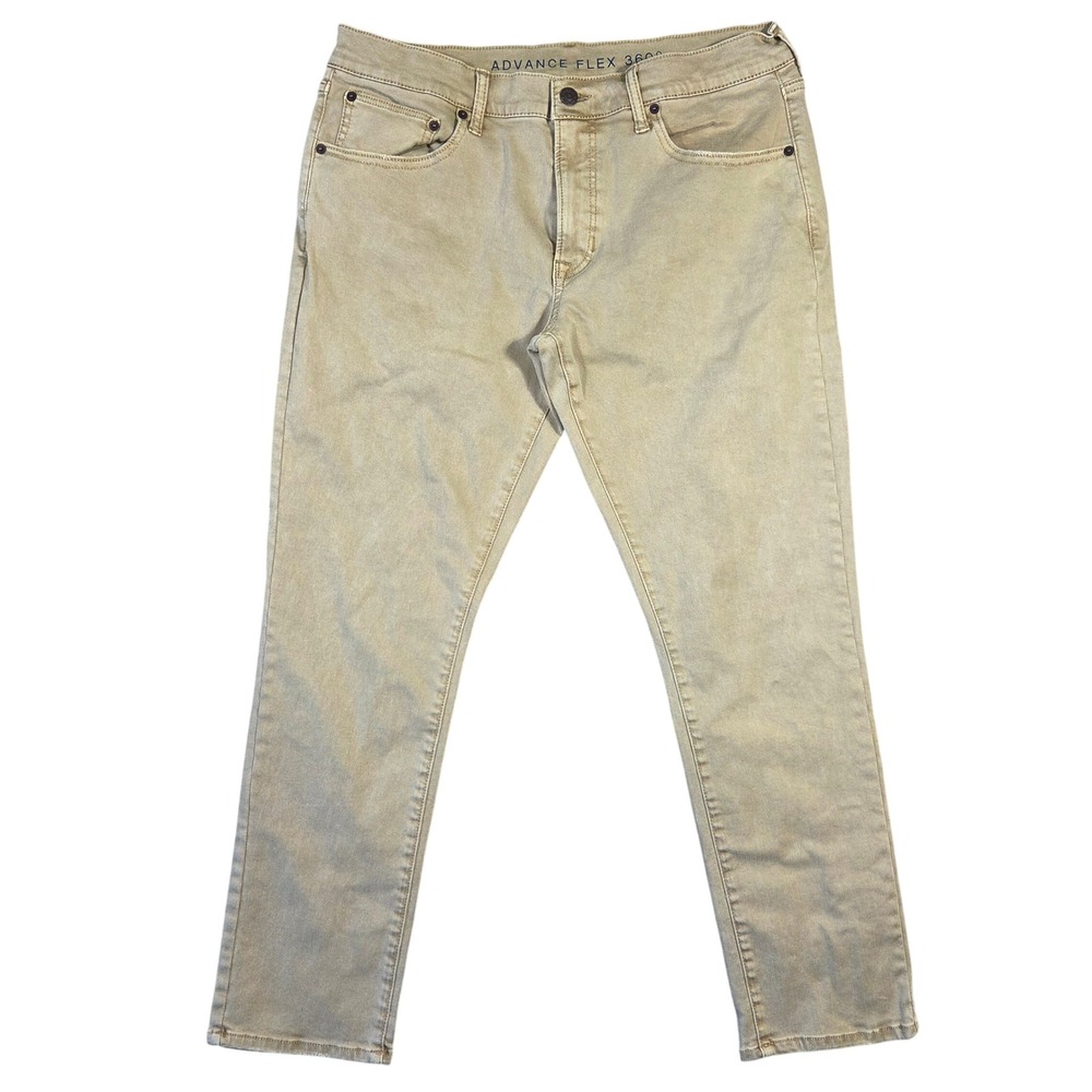 Arizona Advance Flex 360 Men Slim Fit Khaki Pants Tan Stretch Chino 34x30 Preppy